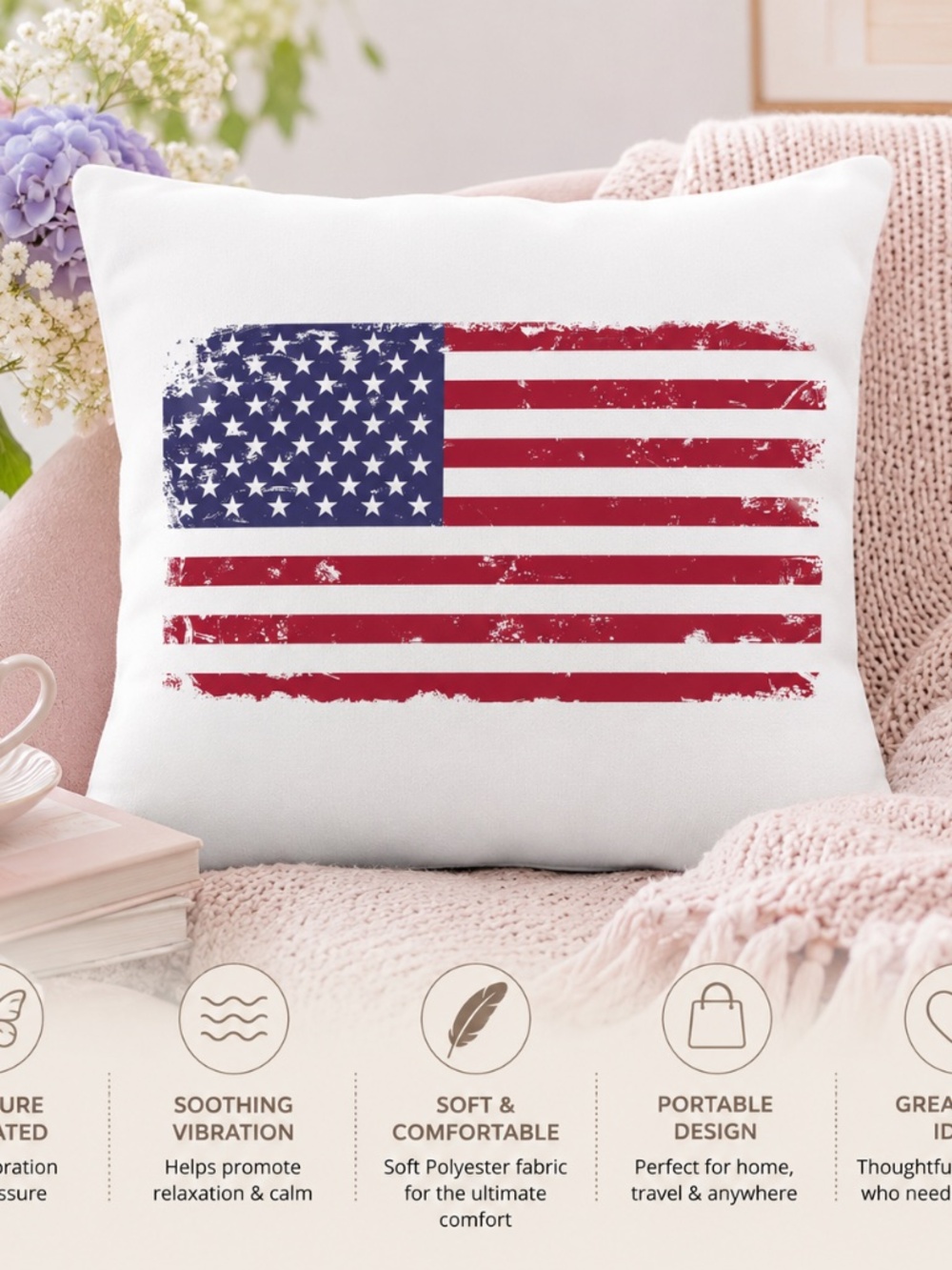 American Flag Pressure Activated Massage Pillow